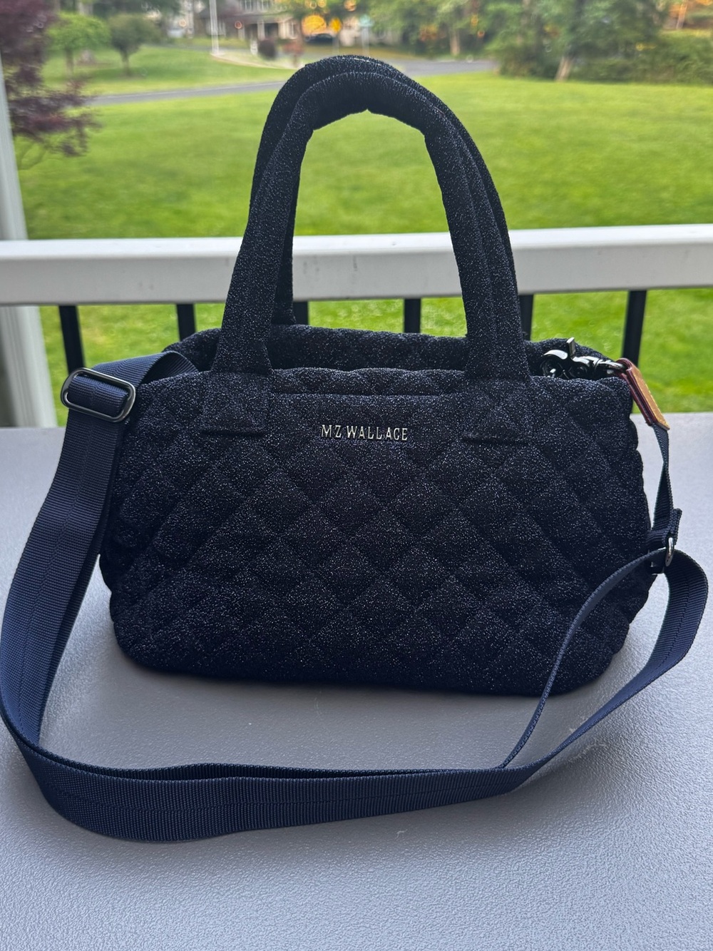 MZ Wallace New Metro City Quilted Crossbody Tote In Midnight Shimmer